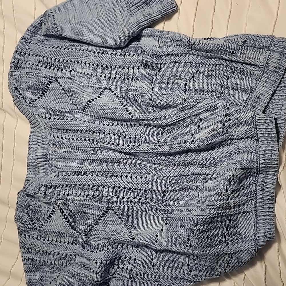 Vintage Blue Women's Cotton Knit Sweater - Picture 6 of 6